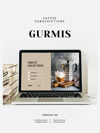 Coffee Subscription service on laptop Poster US Modelo de Design