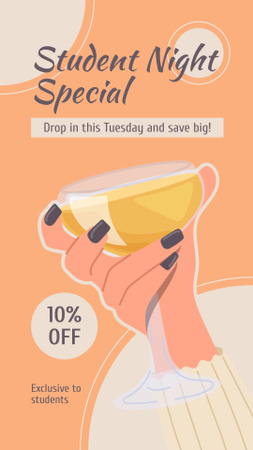 Special Discount at Bar on Student Night Instagram Story Design Template