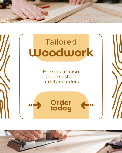 Offer Free Installation of Custom Wooden Furniture Instagram Post Vertical Modelo de Design