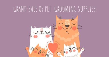 Sale of pet grooming supplies with Cute Cats Facebook AD Design Template