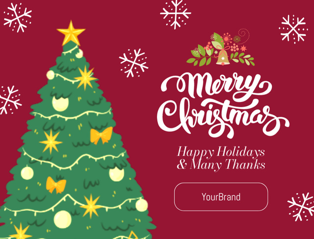 Template di design Christmas and New Year Cheers with Decorated Tree Postcard 4.2x5.5in