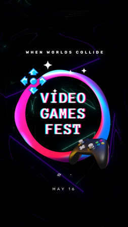 Video Games Fest With Console In Black TikTok Video Design Template