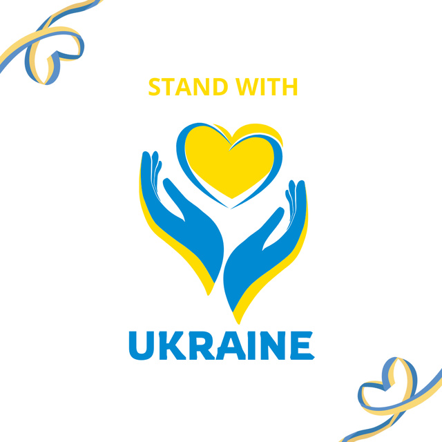 Ontwerpsjabloon van Instagram van Call to Stand with Ukraine for Peace And Hearts From Ribbons