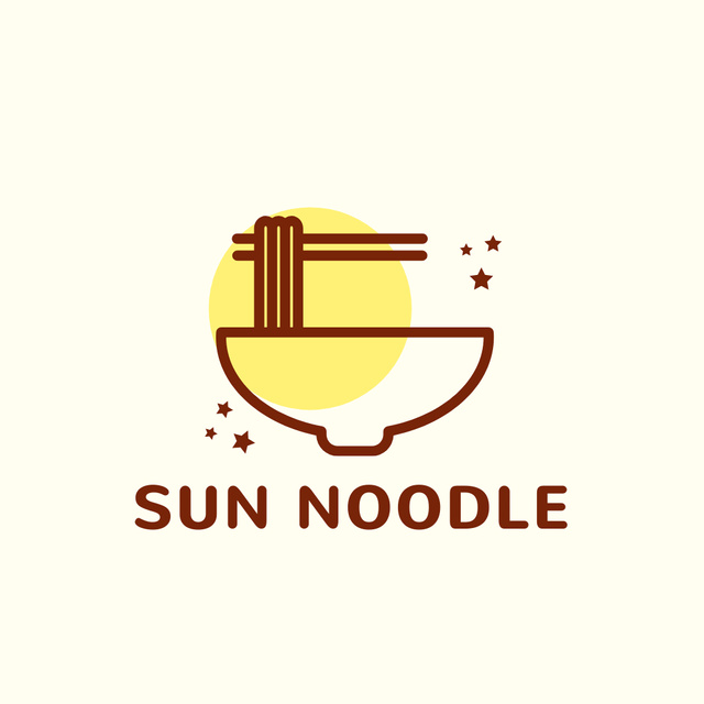 Asian Noodle Emblem Logo Design Template