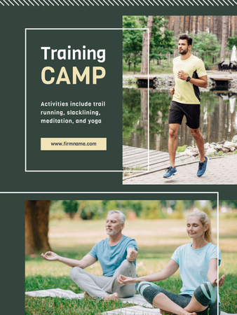 Training Camp Advertisment with Collage Poster US Design Template