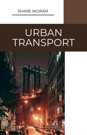 Urban Transport Description With Night Cityscape Booklet 5.5x8.5in Šablona návrhu