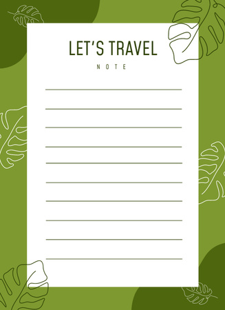 Travel Planner with Leaves Notepad 4x5.5in Design Template