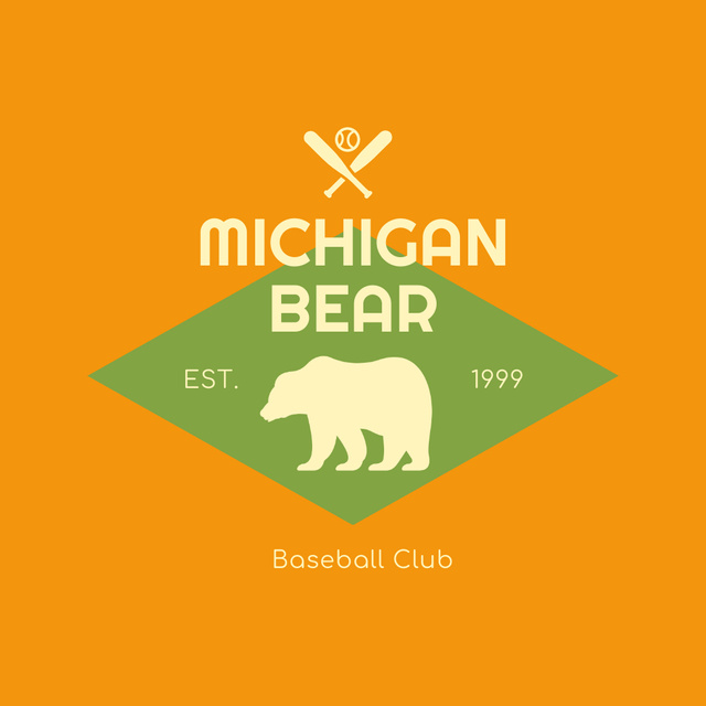 Baseball Sport Club Emblem with Bear Logoデザインテンプレート