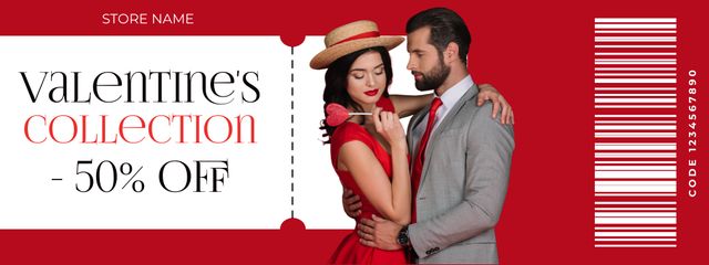 Valentine's Day Collection Discount Offer Ad Couponデザインテンプレート