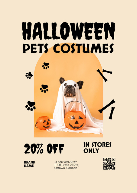 Plantilla de diseño de Halloween Costumes for Pets Poster 
