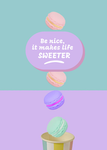 Motivational Phrase about Being Nice to People Postcard A6 Vertical Design Template
