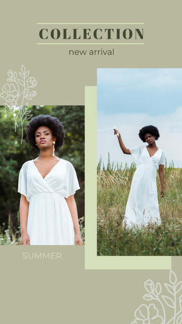 Woman in White Dress on Summer Field Instagram Storyデザインテンプレート