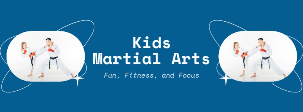 Plantilla de diseño de Ad of Kids Martial Arts Lessons Facebook cover 