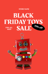 Toys Sale with Discount on Black Friday with Cute Robot on Red