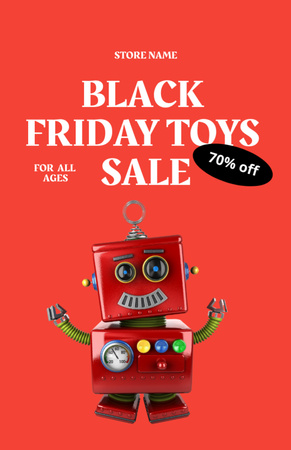 Toys Sale with Discount on Black Friday with Cute Robot Flyer 5.5x8.5in tervezősablon