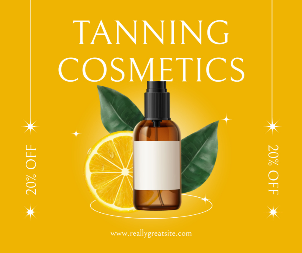 Template di design Discount on Tanning Cosmetics with Lemon Facebook