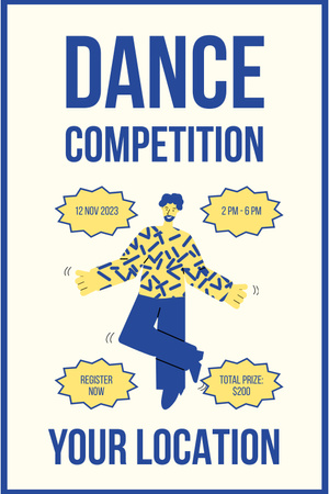 Announcement of Dance Competition Event Pinterest Design Template