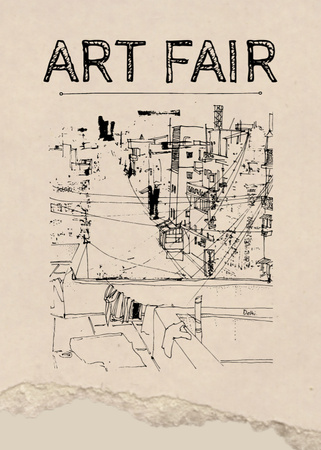Art Fair Announcement with Creative Sketch Flayer Design Template