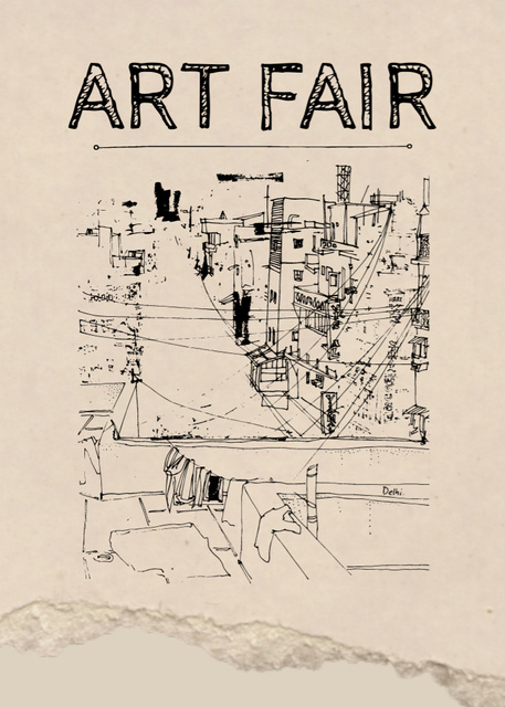 Art Fair Announcement with Creative Sketch Flayer Tasarım Şablonu