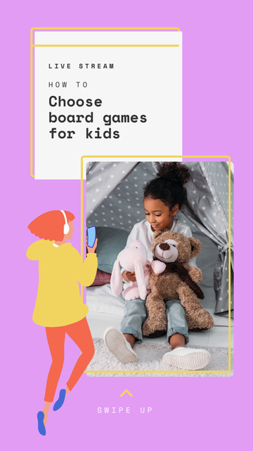 Live Stream about Board Games for Kids Instagram Story Modelo de Design