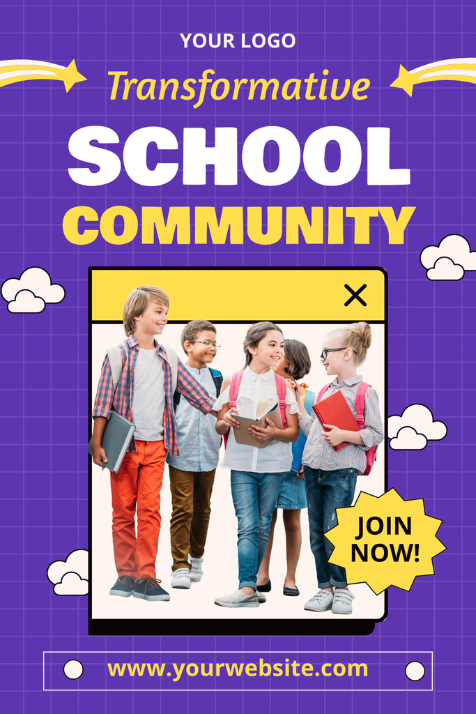 Ontwerpsjabloon van Pinterest van Invitation to Join School Children's Community