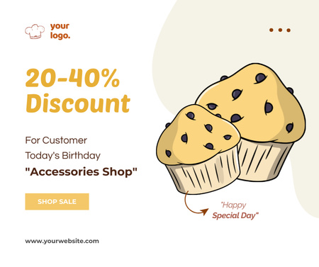 Bakery Special Offer for Сupcakes on Birthday Facebook Design Template