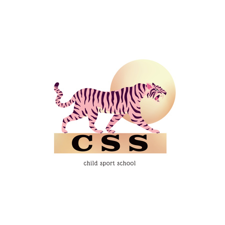 Child Sport School Emblem with Tiger Logo Design Template