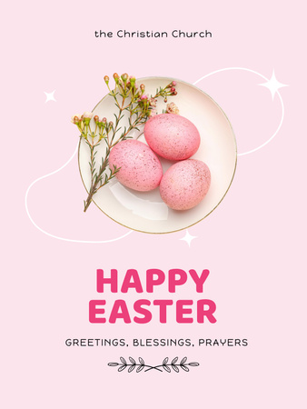 Cute Easter Holiday Greeting Poster 36x48in Design Template