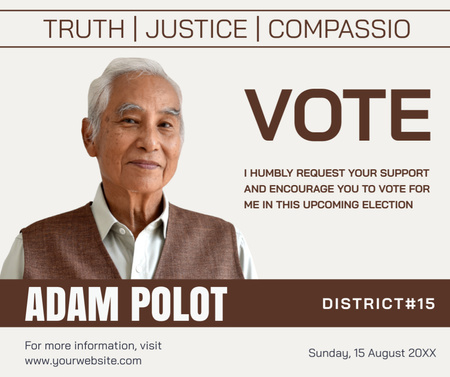 Platilla de diseño Elderly Asian Man Candidacy for Election Facebook