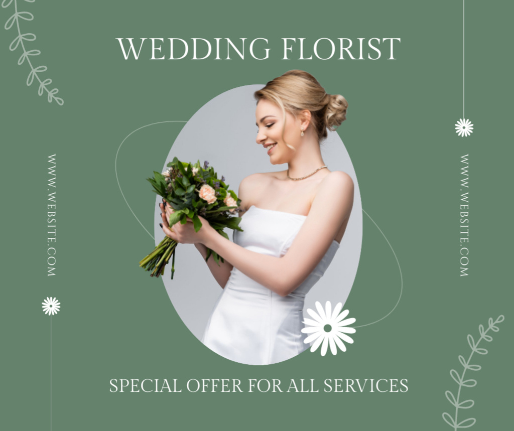 Ontwerpsjabloon van Facebook van Special Offer for Wedding Florist Services