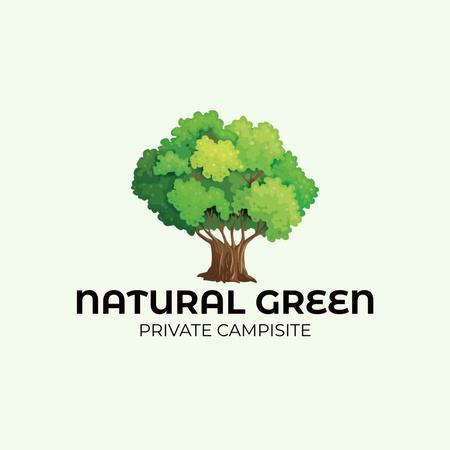 Plantilla de diseño de Emblema con Árbol Verde Natural Logo 
