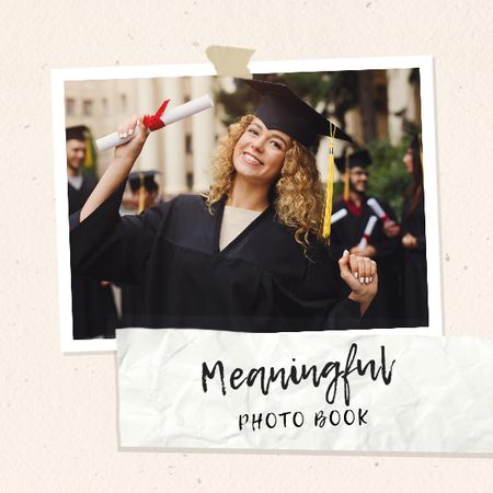 School Graduation Album with Teenage Girl Photo Book Šablona návrhu