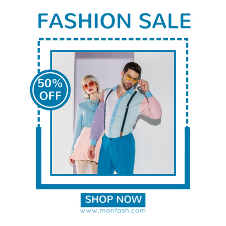 Fashion Collection Sale with Stylish Couple Instagram Design Template
