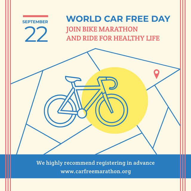 Bicycle marathon on World Car Free Day Instagram AD Tasarım Şablonu