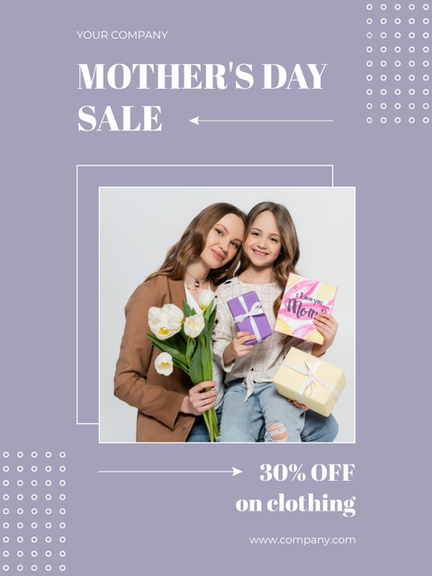 Mom and Daughter with Gifts on Mother's Day Poster US Modelo de Design