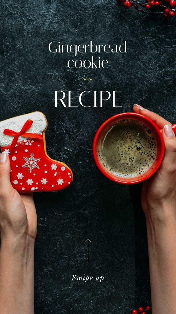 Christmas Offer Coffee Cup and Gingerbread Instagram Story Design Template