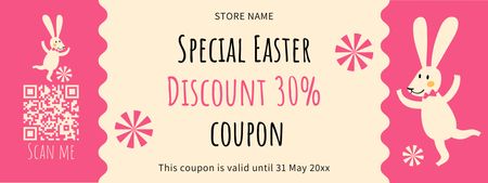 Funny Easter Rabbits for Easter Sale Coupon Design Template