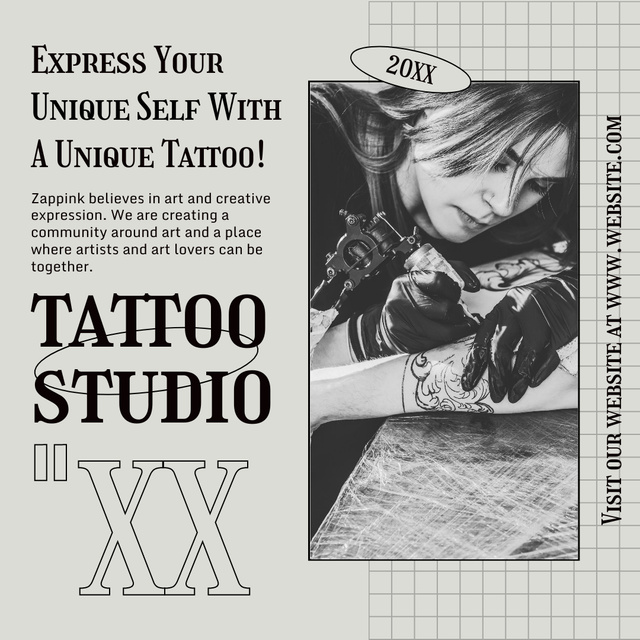 Designvorlage Unique Tattoos In Professional Studio Offer für Instagram