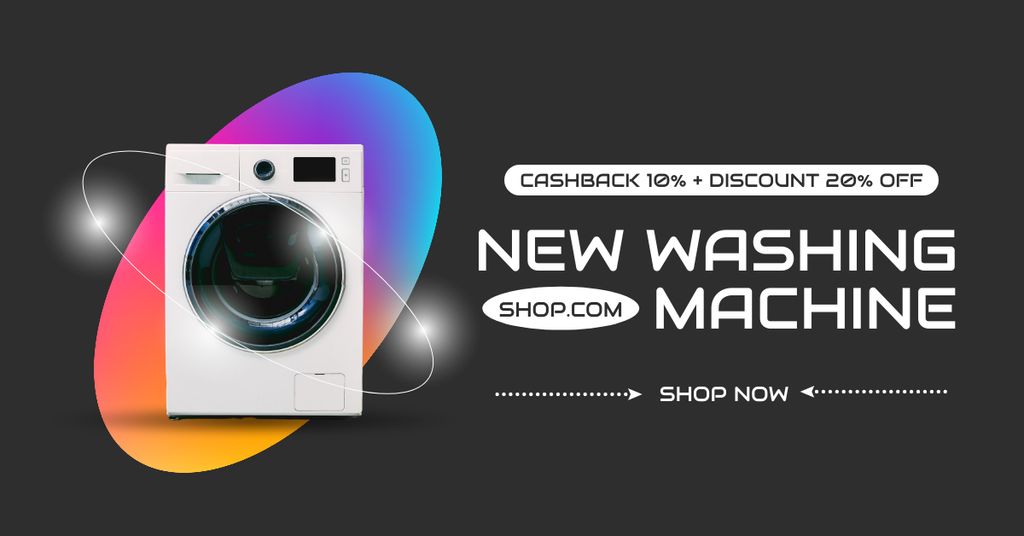 Cashback Offer When Buying New Model Washing Machine Facebook AD Modelo de Design