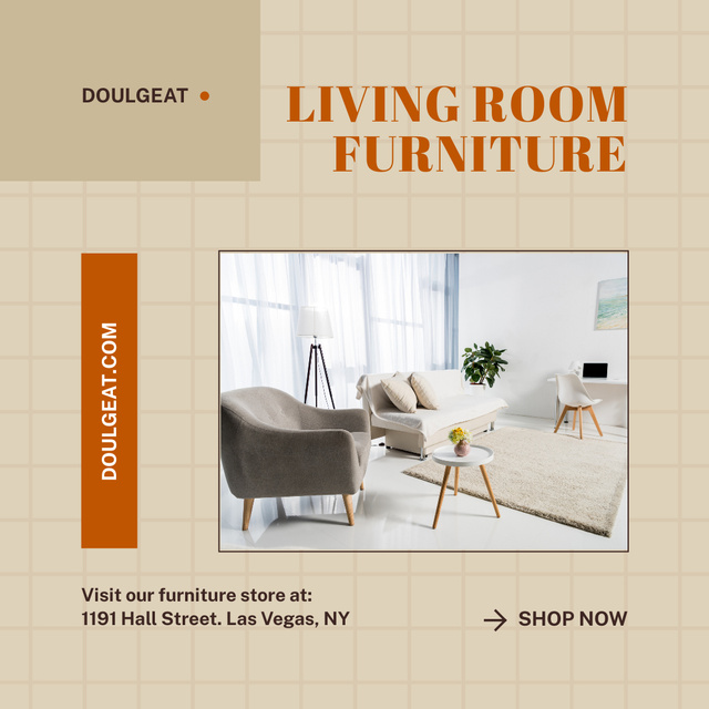 Designvorlage Living Room Furniture Advertisement für Instagram