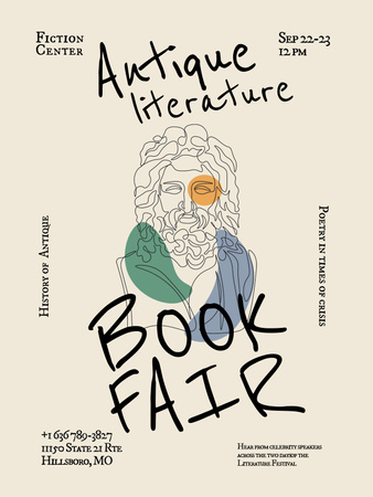 Literary Book Fair Announcement Reminder Poster 36x48in tervezősablon