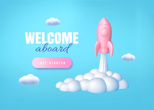 Travel Inspiration With Cute Rocket In Clouds 