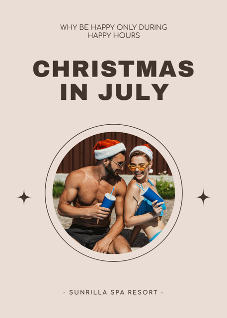 Christmas in July Festivities Postcard 5x7in Vertical Design Template