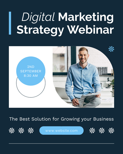 Template di design Webinar Proposal on Digital Marketing Strategy with Young Man Instagram Post Vertical