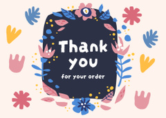 Thank You Letter for Order with Colorful Abstract Doodle Flowers