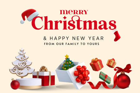 Christmas And New Year Presents Postcard 4x6in Πρότυπο σχεδίασης