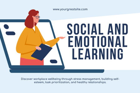 Designvorlage Anzeige des Kurses für soziales und emotionales Lernen für Postcard 4x6in