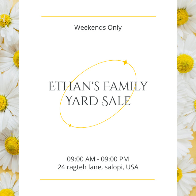 Family Yard Sale Announcement with Camomiles Instagram Design Template