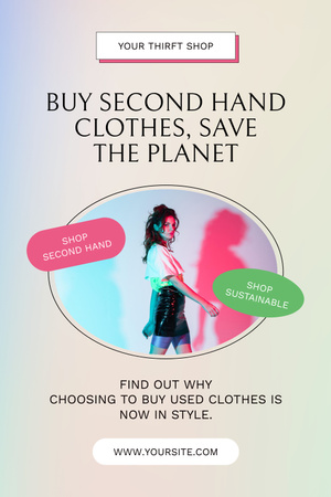 Ontwerpsjabloon van Pinterest van Tweedehands voor het redden van de planeet