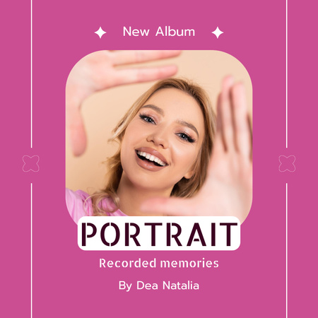 Designvorlage Albumcover-Präsentation mit lächelnder Blondine für Album Cover